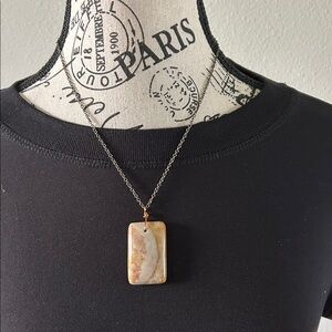 Gold and Brown Stone Cameo Necklace